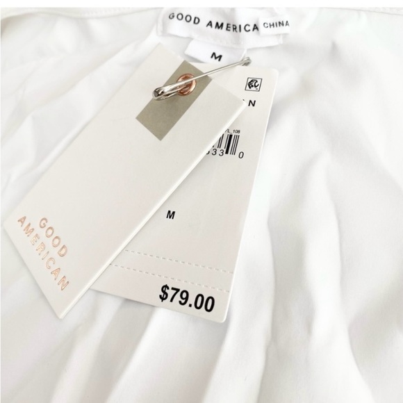 Good American Scuba Scoop Cropped Tee Short Sleeve in White Size Medium - Picture 7 of 8